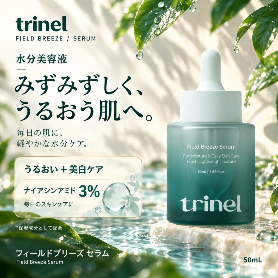 [trinel] 水分美容液 ナイアシンアミド3% パンテノール 保湿セラム 50ml